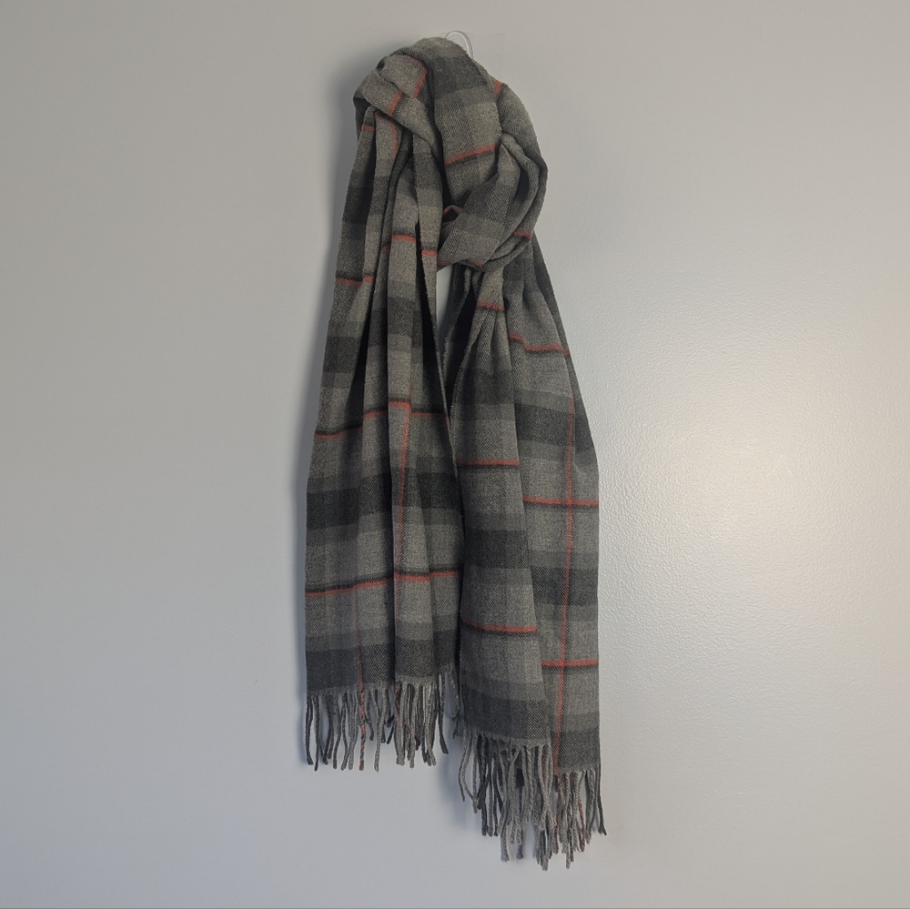 Gap Men's Winter Scarf Gray Plaid 23x74